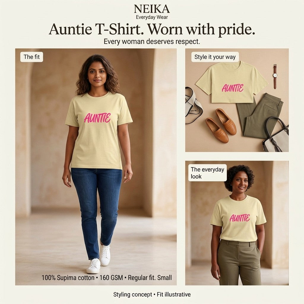 NEIKA Women's Auntie Graphic Supima Cotton T-Shirt, 160 GSM