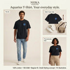 NEIKA Aquarius Zodiac Unisex Cotton T-Shirt, 180 GSM Regular Fit