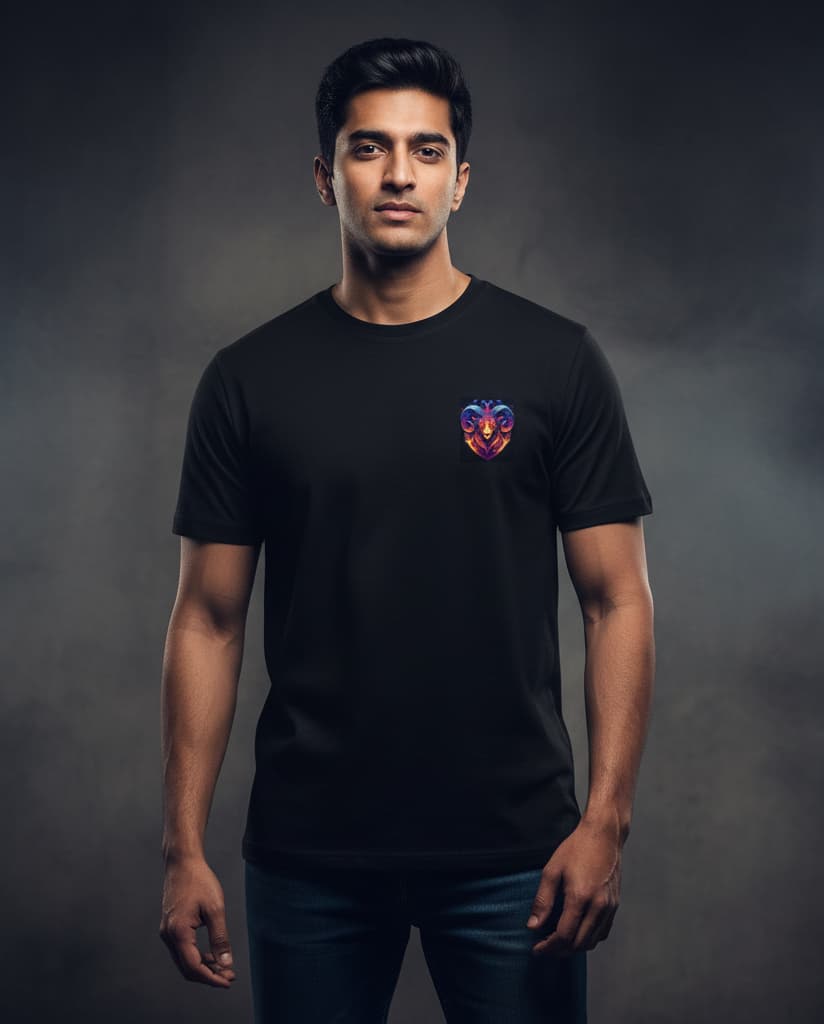 ELAN COTTS Aries Zodiac Men & Women's Roundneck T-Shirt – 100% Cotton | 180 GSM Classic Crew Tee