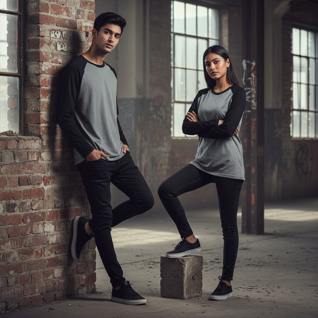 ELAN COTTS Men & Women's Raglan T-Shirt – Contrast Sleeves | Bio-Washed for Long-Lasting Softness & Comfort