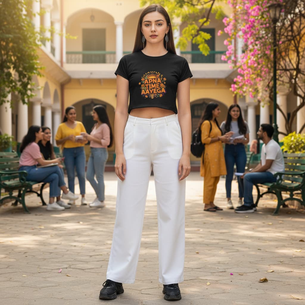 ELAN COTTS Women's Crop Top – 100% Super Combed Cotton | 180 GSM Breathable Half Sleeve