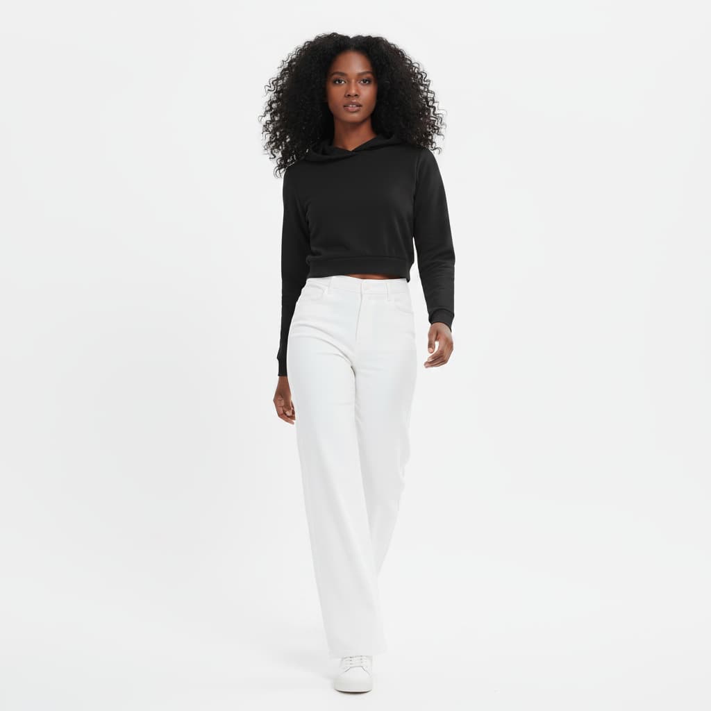 ELAN COTTS Women's Cropped Hoodie – 100% Cotton | 320 GSM Derby Rib Warm & Premium Feel for Cooler Days