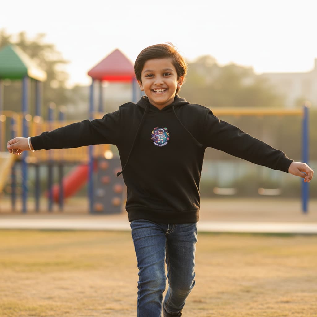 ELAN COTTS Kids Hoodie – 100% Cotton | 300 GSM Soft & Cozy Unisex Pullover for Boys & Girls