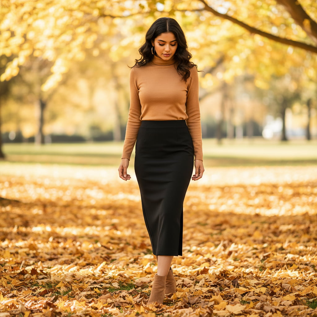 ELAN COTTS Women's Pencil Skirt – Classic Silhouette with Side Slit | Stretch Poly-Spandex