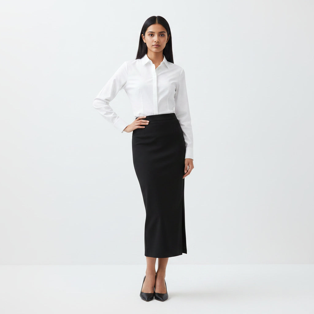 ELAN COTTS Women's Pencil Skirt – Classic Silhouette with Side Slit | Stretch Poly-Spandex