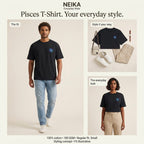 NEIKA Pisces Zodiac Unisex Cotton T-Shirt, 180 GSM Regular Fit