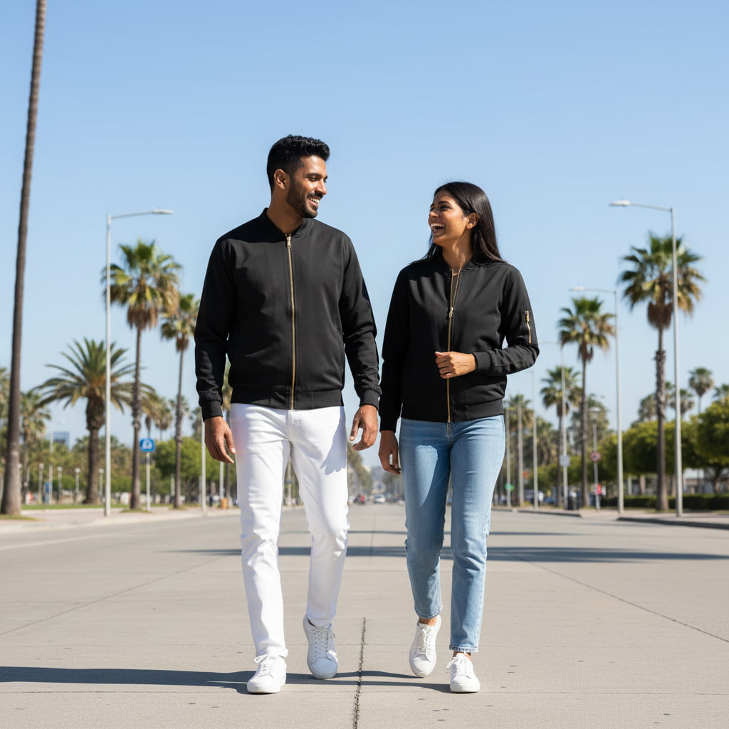 ELAN COTTS Men's and Women's Bomber Jacket – Lycra Ribbed Hem & Cuffs | 240 GSM Fleece for Men & Women