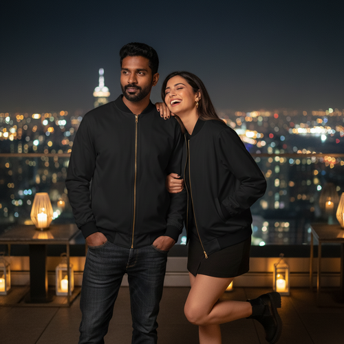 Bomber Jacket - For Men & Women - Classic bomber jacket style with two pockets and lycra ribbed hem and cuffs.