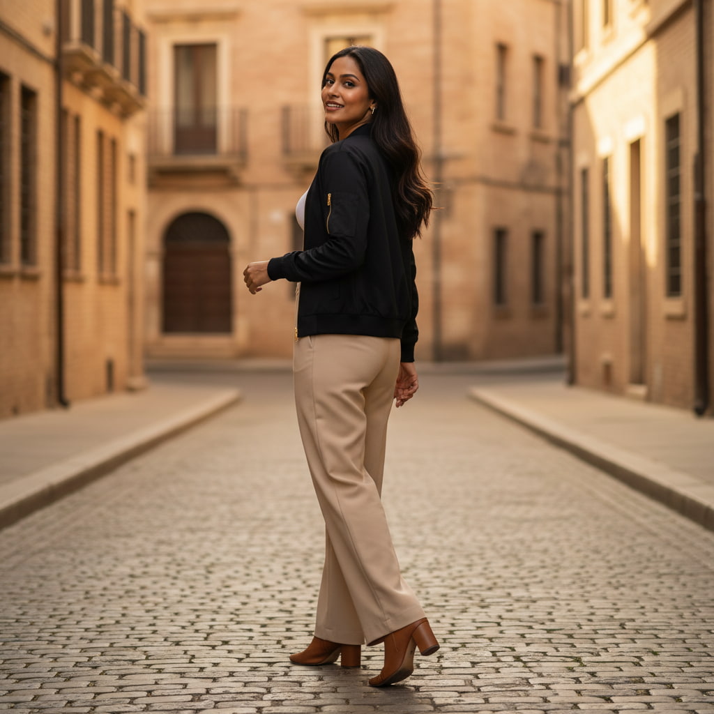 ELAN COTTS Women's Bomber Jacket – Lycra Ribbed Hem & Cuffs | 240 GSM Fleece with Side Pockets