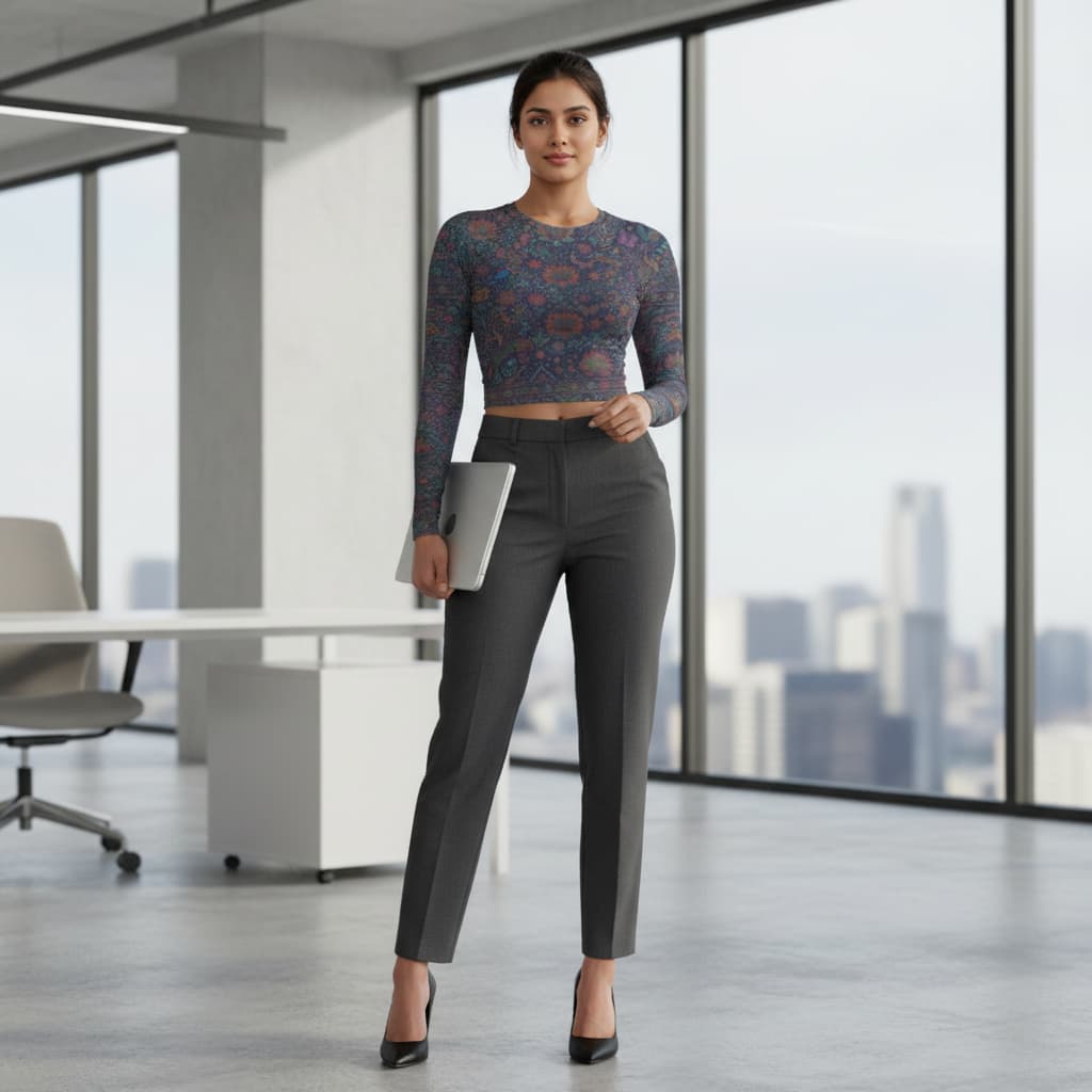 ELAN COTTS Women's Full Sleeve Crop Top – Slim Fit | 220 GSM Stretch Athleisure Wear