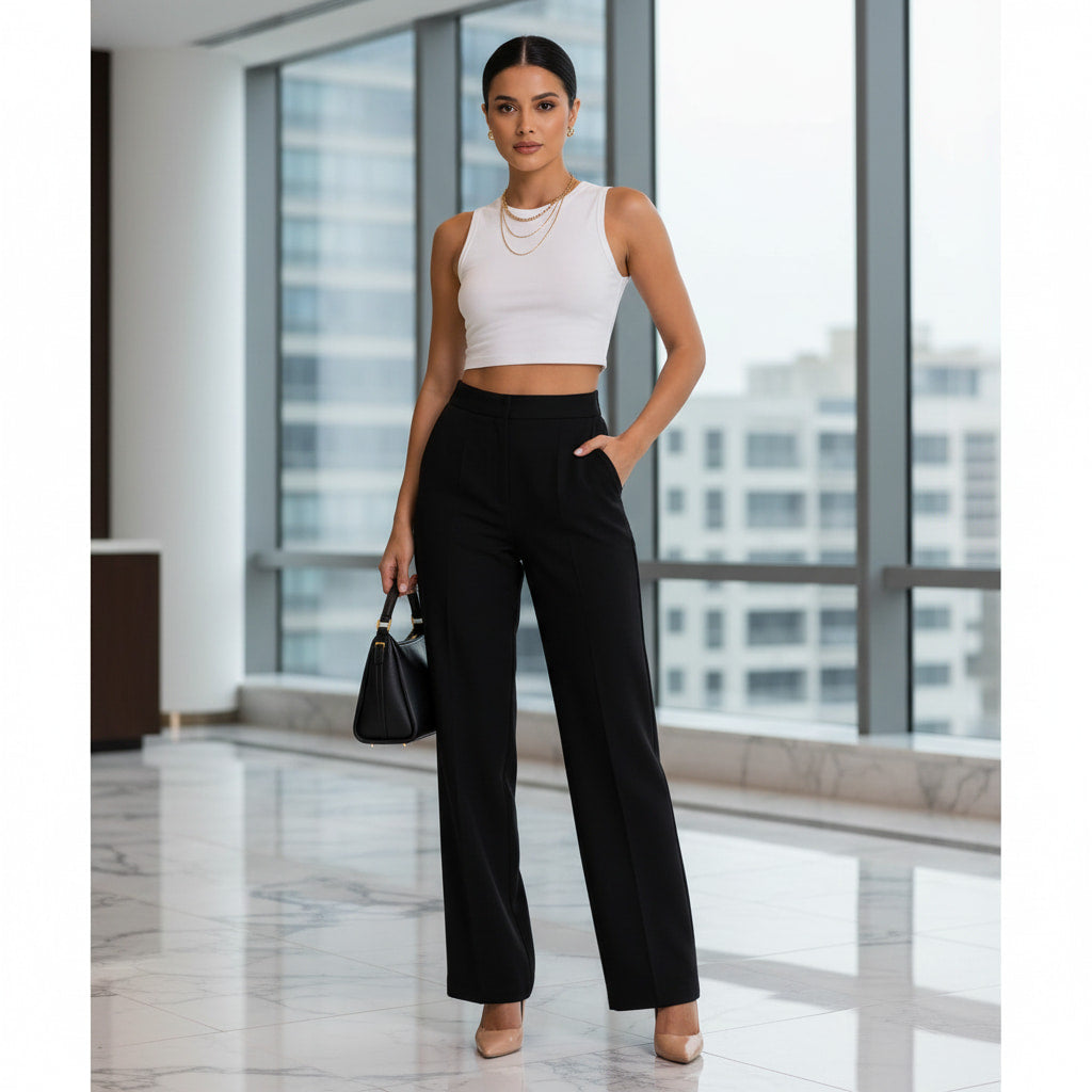 ELAN COTTS Women's Crop Top – Crew Neck Slim Fit | 220 GSM Stretch Activewear