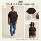 NEIKA Aries Zodiac Unisex Cotton T-Shirt, 180 GSM Regular Fit