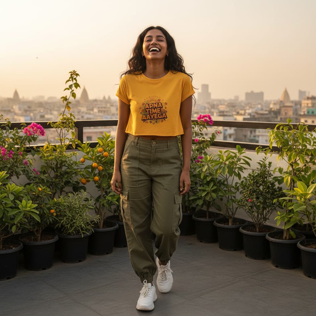 ELAN COTTS Women's Crop Top – 100% Super Combed Cotton | 180 GSM Breathable Half Sleeve