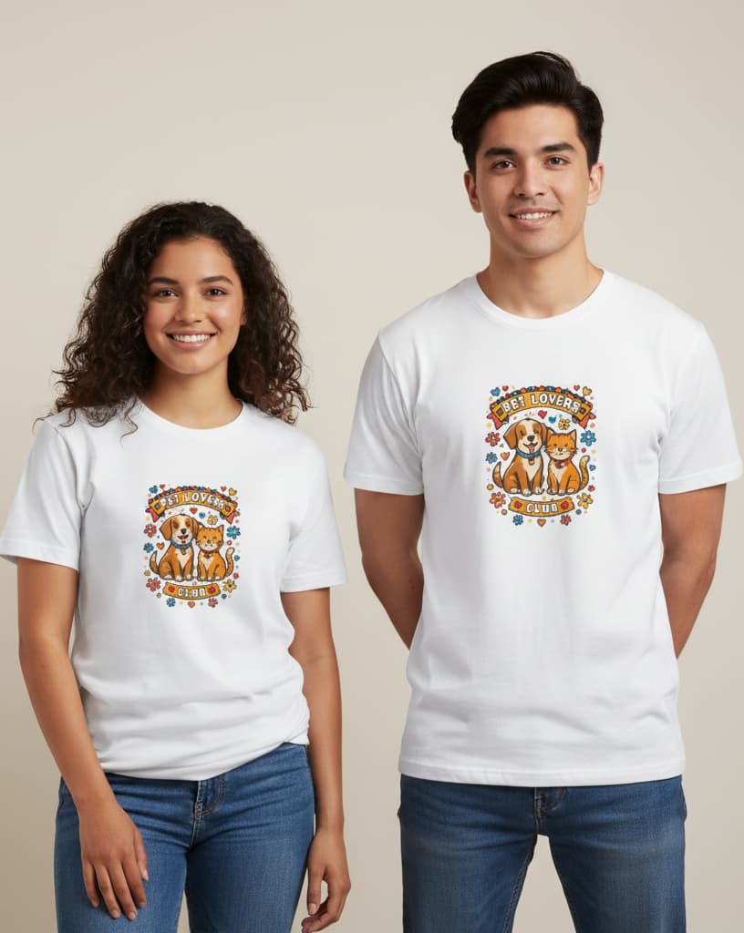 ELAN COTTS Pet Lovers Unisex Roundneck T-Shirt – 100% Supima Cotton | Luxury Soft & Breathable