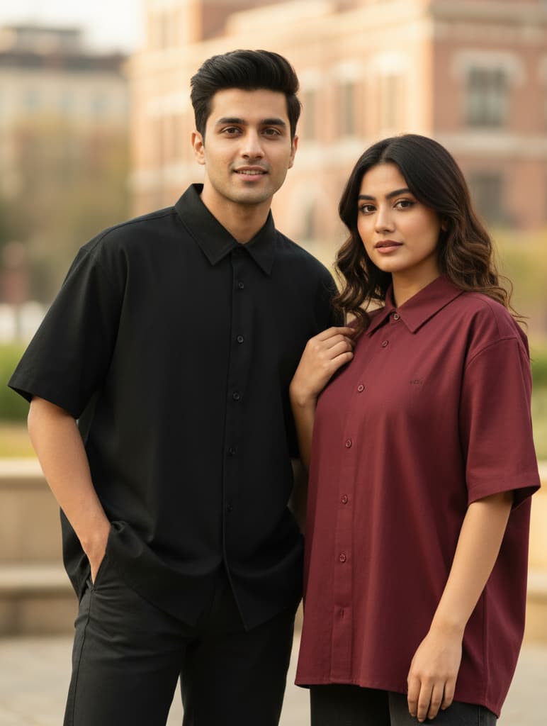 ELAN COTTS Men's & Women's Shirt – 100% Cotton | 240 GSM Half Sleeve Relaxed Fit