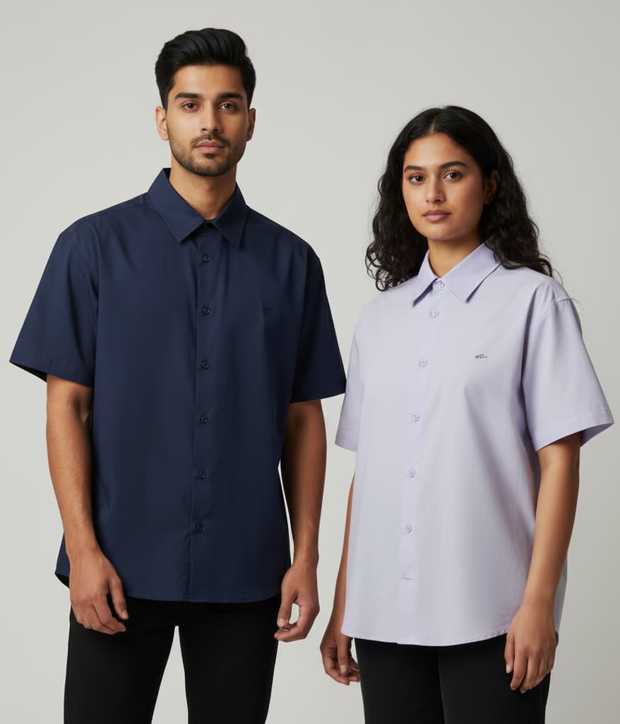 ELAN COTTS Men's & Women's Shirt – 100% Cotton | 240 GSM Half Sleeve Relaxed Fit