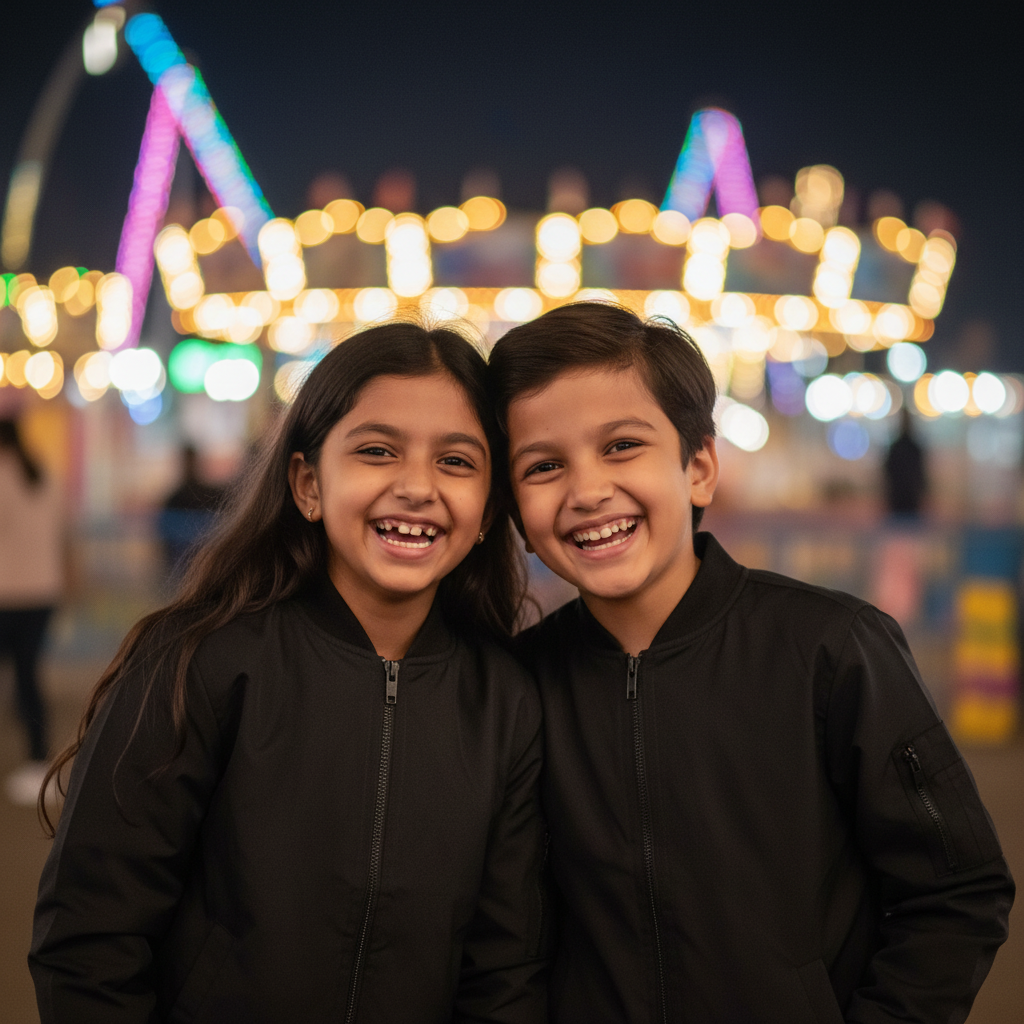 Kids Bomber Jacket - Features a stylish bomber cut with Lycra ribbed hem and cuffs for a snug fit.