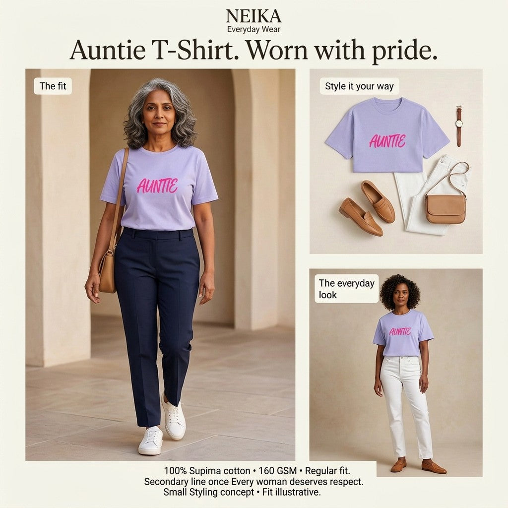 NEIKA Women's Auntie Graphic Supima Cotton T-Shirt, 160 GSM