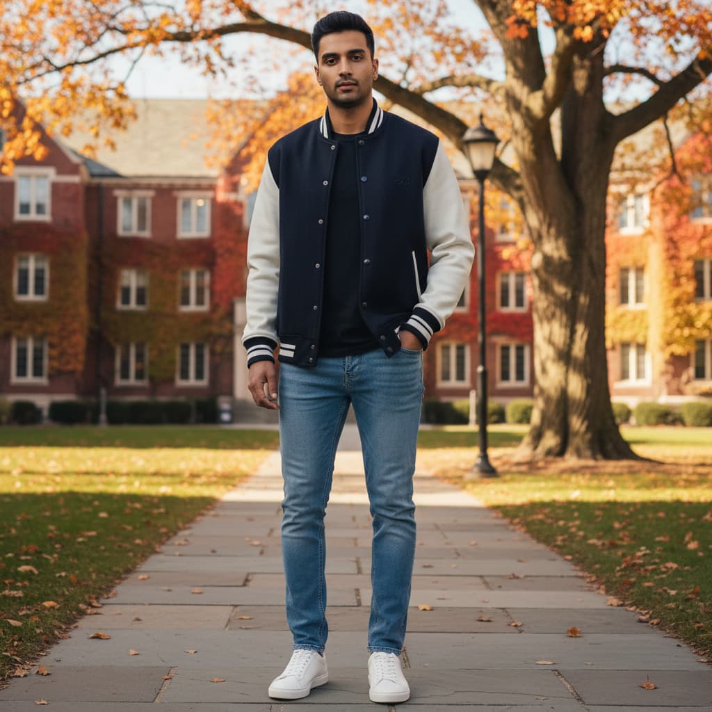 ELAN COTTS Unisex Varsity Jacket – 100% Cotton | 300 GSM Derby Ribbed Hem & Collar