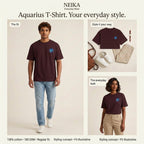 NEIKA Aquarius Zodiac Unisex Cotton T-Shirt, 180 GSM Regular Fit