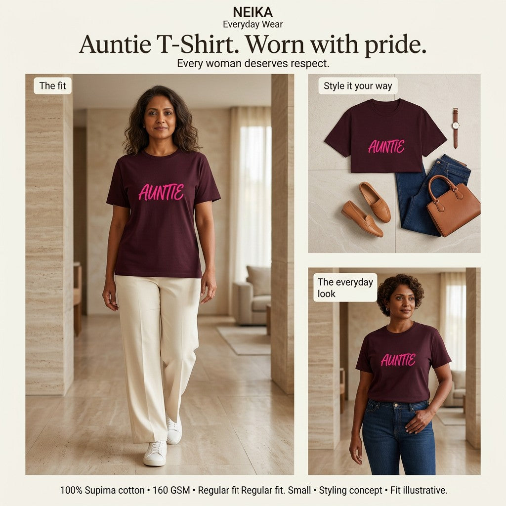 NEIKA Women's Auntie Graphic Supima Cotton T-Shirt, 160 GSM