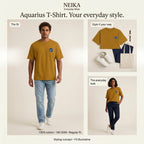NEIKA Aquarius Zodiac Unisex Cotton T-Shirt, 180 GSM Regular Fit