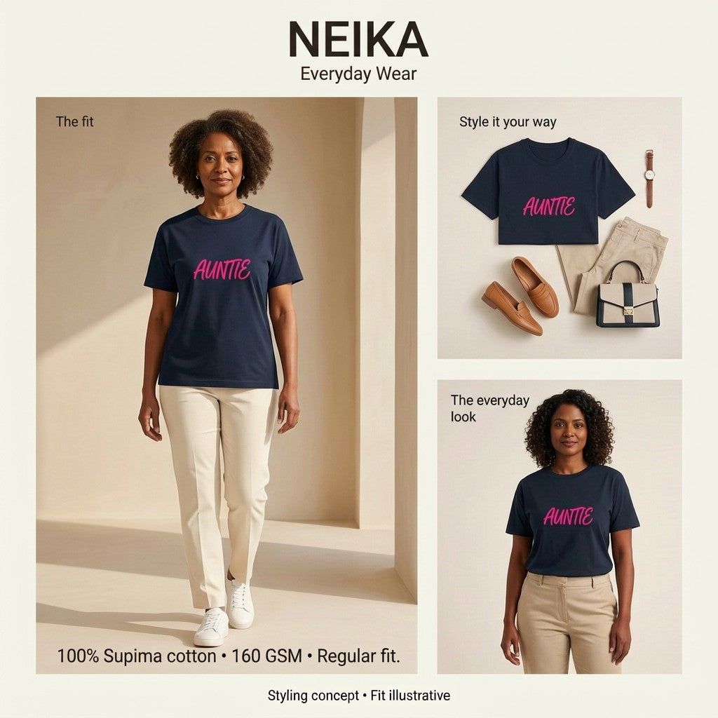 NEIKA Women's Auntie Graphic Supima Cotton T-Shirt, 160 GSM