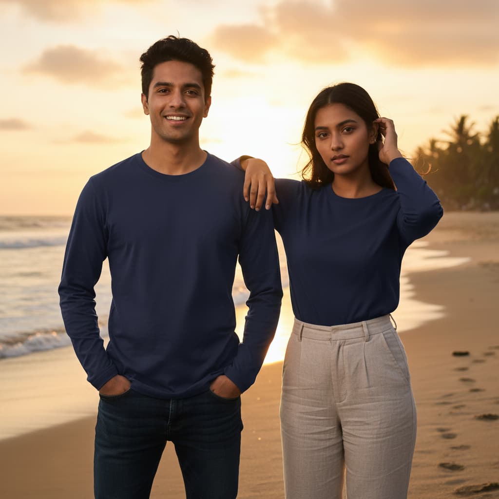 ELAN COTTS Men & Women's Full Sleeve T-Shirt – 100% Cotton | 180 GSM Smooth All-Season Everyday Wear