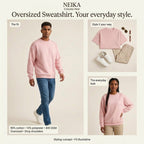 NEIKA Unisex Oversized Sweatshirt, 400 GSM Cotton Blend