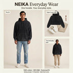 NEIKA Unisex Acid-Washed Oversized Cotton Hoodie, 300 GSM