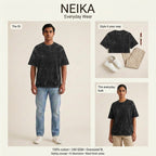 NEIKA Unisex Acid-Washed Oversized Cotton T-Shirt, 240 GSM