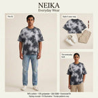 NEIKA Unisex Tie-Dye Oversized T-Shirt, 260 GSM Cotton Blend