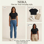 NEIKA Cotton Stretch Cropped Baby Tee, 240 GSM
