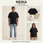 NEIKA Unisex Basic Poly-Cotton T-Shirt, Relaxed Fit
