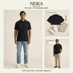 NEIKA Unisex Cotton Airtex Polo T-Shirt, Regular Fit