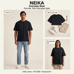 NEIKA Unisex Oversized Classic Cotton T-Shirt, 240 GSM