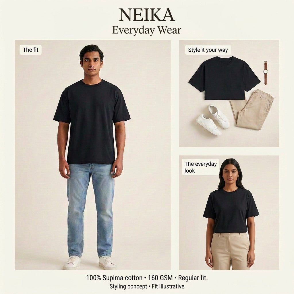 NEIKA Unisex Supima Cotton T-Shirt, Regular Fit