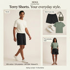 NEIKA Unisex Terry Shorts, 260 GSM Cotton Blend Relaxed Fit