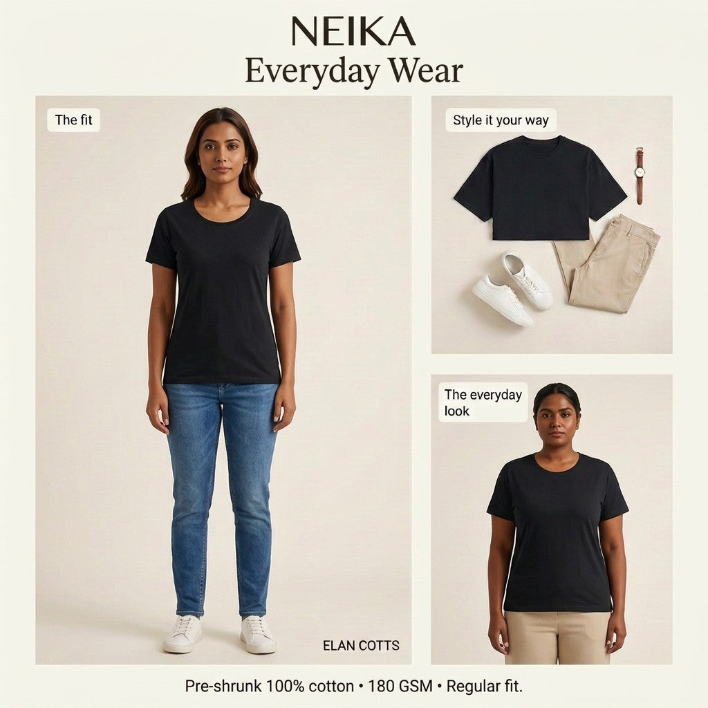 NEIKA Women's Classic Cotton T-Shirt, Regular Fit