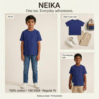 NEIKA Boys' Cotton Crew Neck T-Shirt, Regular Fit