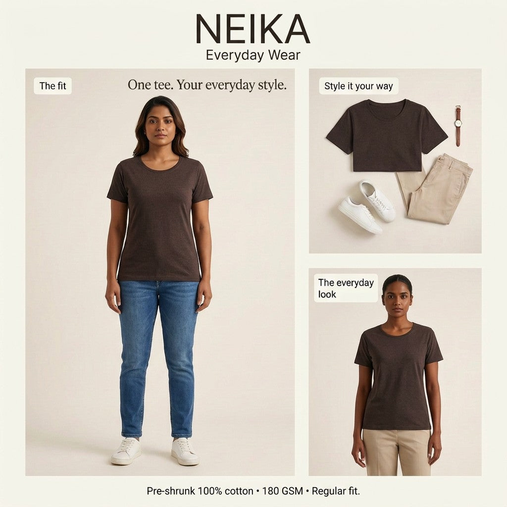 NEIKA Women's Classic Cotton T-Shirt, Regular Fit