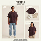 NEIKA Unisex Acid-Washed Oversized Cotton T-Shirt, 240 GSM