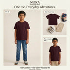 NEIKA Boys' Cotton Crew Neck T-Shirt, Regular Fit