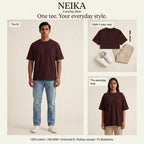 NEIKA Unisex Oversized Classic Cotton T-Shirt, 240 GSM