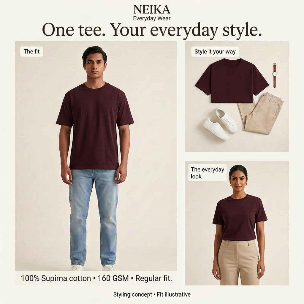 NEIKA Unisex Supima Cotton T-Shirt, Regular Fit