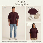 NEIKA Unisex Terry Oversized T-Shirt, 260 GSM Cotton Blend