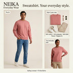 NEIKA Unisex Fleece Sweatshirt, 300 GSM Cotton Blend Regular Fit
