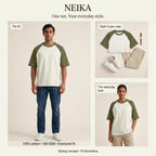 NEIKA Unisex Oversized Cotton Raglan T-Shirt