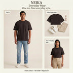 NEIKA Unisex Classic Cotton Crew T-Shirt, Regular Fit