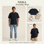 NEIKA Unisex Oversized Classic Cotton T-Shirt, 240 GSM